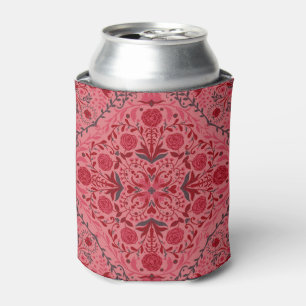 Enfriador De Latas Baldosas florales en rojo y rosa de la sandía