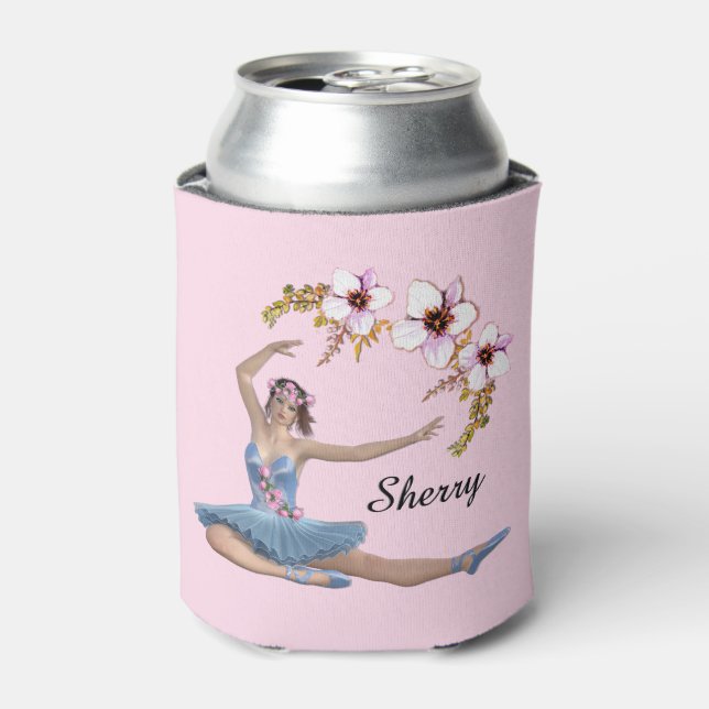 Enfriador De Latas Ballerina en rosa personal azul (Lata Anverso)