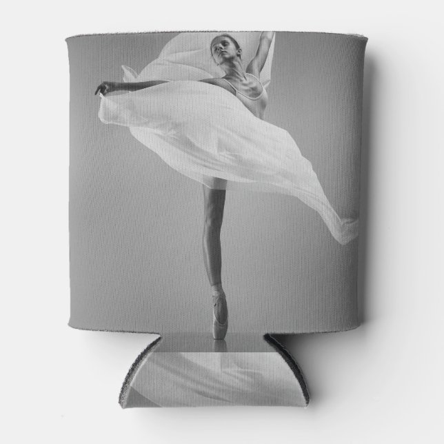 Enfriador De Latas Ballerina White: Un Ilustracion de baile elegante. (Anverso)