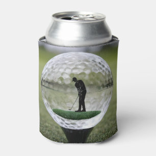 Enfriador De Latas Balneario De Golf De Vidrio Con Jugador De Golf En