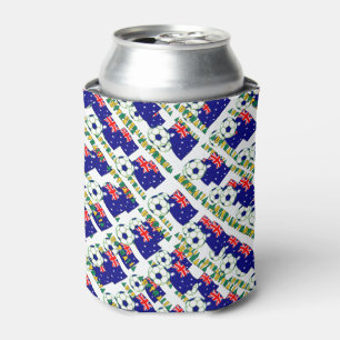 Enfriador De Latas Balón de fútbol y bandera australiana en mosaico