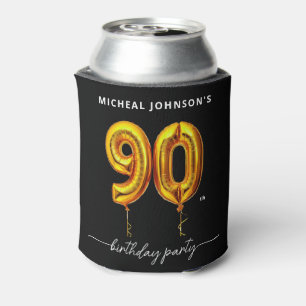 Enfriador De Latas Balón de oro Black 90th Birthday Party