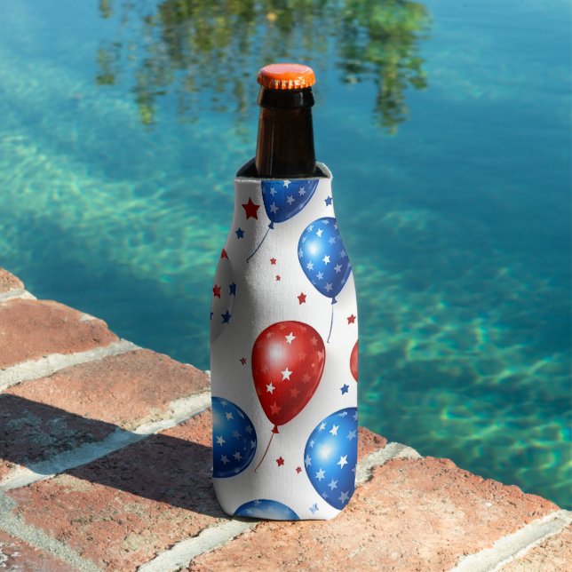 ENFRIADOR DE LATAS BALONES PATRIÓTICOS BLANCOS AZULES Y AMERICANOS (Piscina in situ)