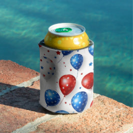 ENFRIADOR DE LATAS BALONES PATRIÓTICOS BLANCOS AZULES Y AMERICANOS