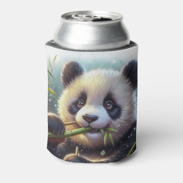 Enfriador De Latas Bambú de oso panda adorable (Reverso de la lata)