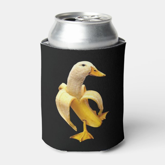 Enfriador De Latas Banana Duck Meme Doble cara Negro (Lata Anverso)