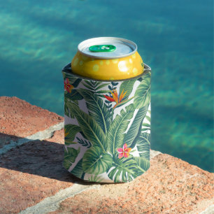 Enfriador De Latas Banana tropical Monstera Palm Leaves & Flores