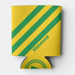 Enfriador De Latas Banana Tropical Retro Tres Rayas con Nombre