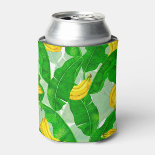 Enfriador De Latas Bananas y hojas diseño de acuarela