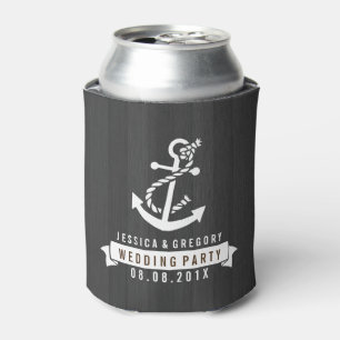 Enfriador De Latas Banda de madera negra Anclaje náutico blanco