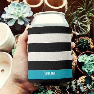 Enfriador De Latas Banda moderna en negro, crema y turquesa