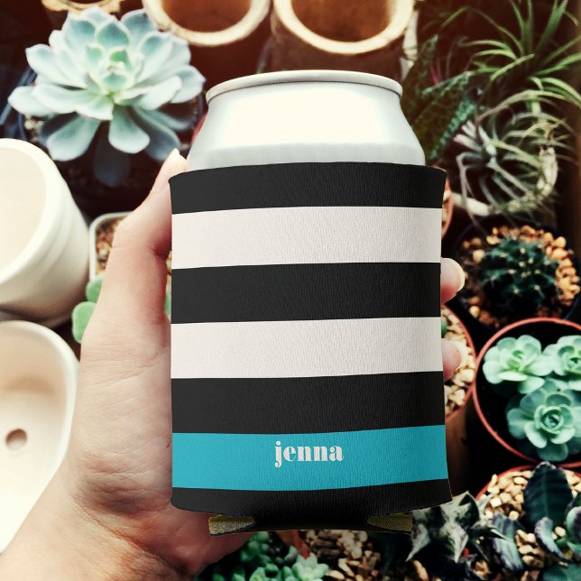Enfriador De Latas Banda moderna en negro, crema y turquesa (Subido por el creador)
