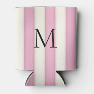 Enfriador De Latas Bandas blancas rosadas y antiguas monogramadas