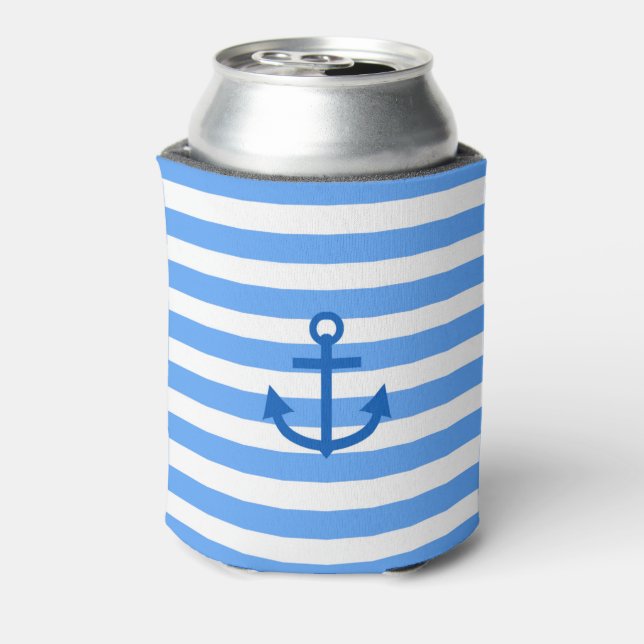 Enfriador De Latas Bandas de anclaje Azul y Blanco (Reverso de la lata)