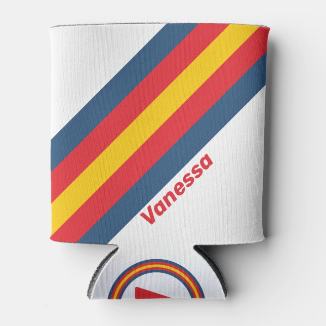 Enfriador De Latas Bandas de montaña retro con nombre (Anverso)