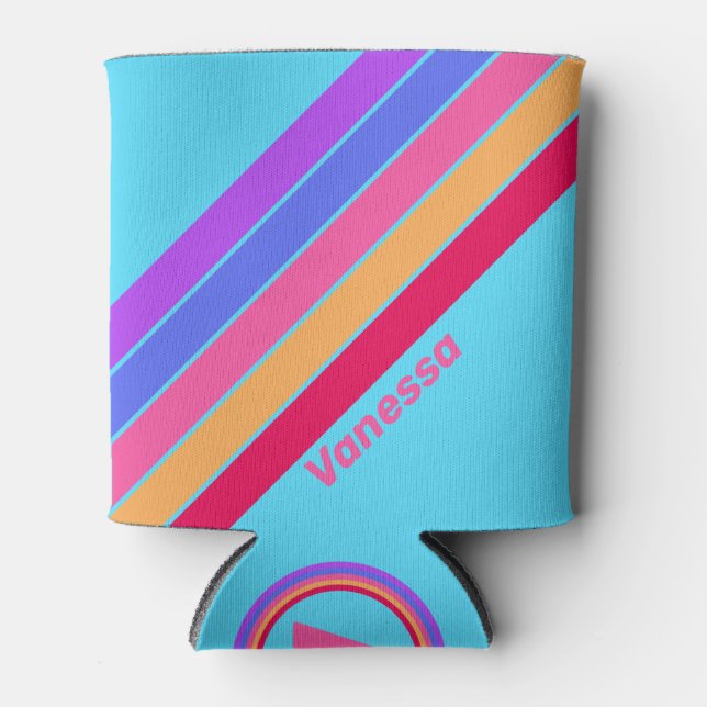 Enfriador De Latas Bandas de vidrio marino con nombre (Anverso)