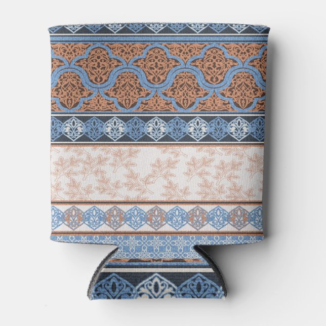 Enfriador De Latas Bandas Florales Boho: Colección étnica sin focos (Anverso)