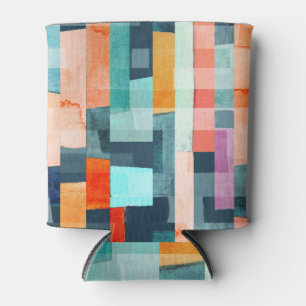 Enfriador De Latas Bandas geométricas multicolores, patrón de moda.