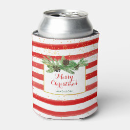 Enfriador De Latas Bandas rojas y blancas con los tonos oro y pino