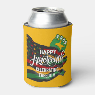 Enfriador De Latas Bandera Afroamericana de JUNETEENTH Amarilla