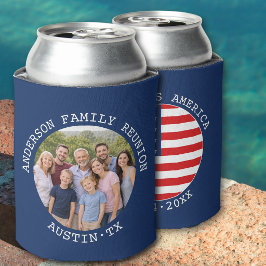 Enfriador De Latas Bandera Americana Patriótica con Foto Familiar Per