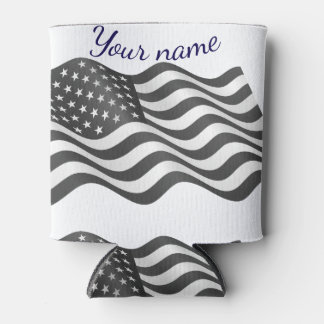 Enfriador De Latas bandera americana Puedes escribir tu nombre aquí,