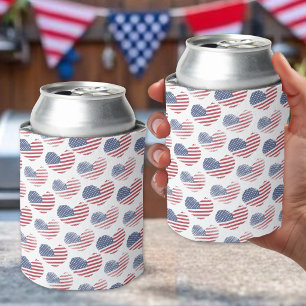 Enfriador De Latas Bandera Americana Rojo Blanco Azul Patriótico
