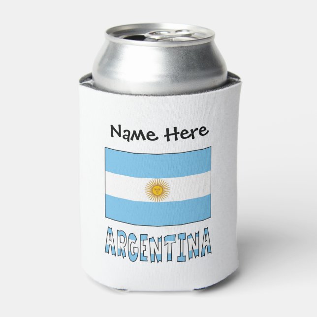 Enfriador De Latas Bandera argentina con tu nombre (Lata Anverso)