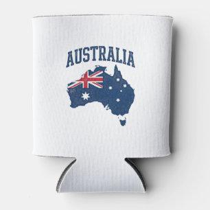 Enfriador De Latas Bandera de Australia Mapa Gráfico Antiguo Deterior