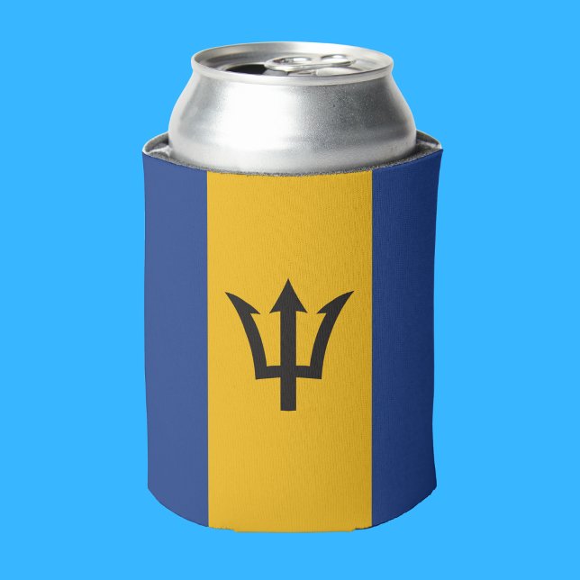 Enfriador De Latas Bandera de Barbados totalmente (Bajan flag on can cooler takes up all printable space.)