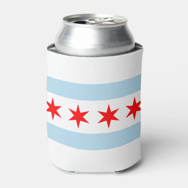 Enfriador De Latas Bandera de Chicago, Illinois (Lata Anverso)