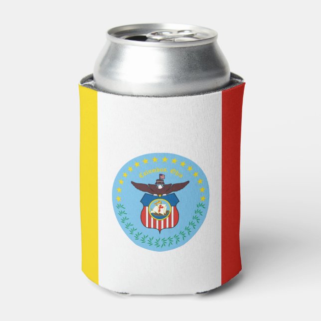 Enfriador De Latas Bandera de Colón, Refrigerador de bebidas de Ohio (Lata Anverso)
