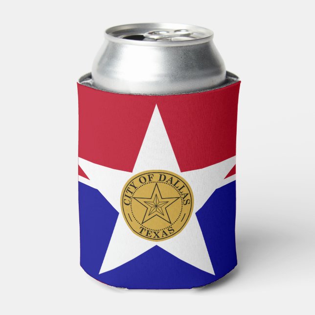 Enfriador De Latas Bandera de Dallas, Refrigerador de bebidas de Texa (Lata Anverso)