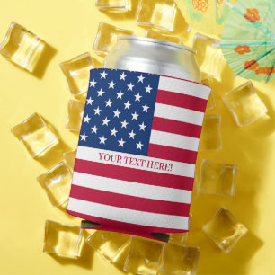 Enfriador De Latas Bandera de EE. UU. con texto personalizado
