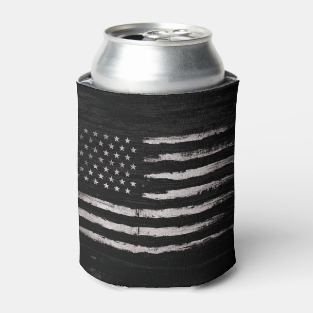 Enfriador De Latas Bandera de Estados Unidos Grunge blanco (Lata Anverso)