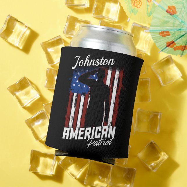Enfriador De Latas Bandera de Estados Unidos Patriota Norteamericano  (Verano in situ)