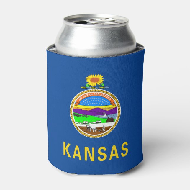 Enfriador De Latas Bandera de Kansas (Lata Anverso)
