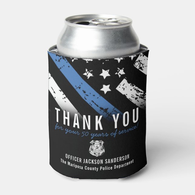 Enfriador De Latas Bandera de la Línea Azul del aniversario de la jub (Lata Anverso)