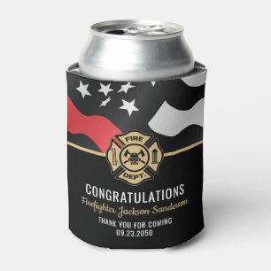 Enfriador De Latas Bandera de Línea Roja de Jubilación de Bombero Bom