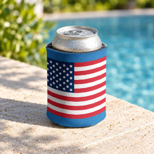 Enfriador De Latas Bandera de los Estados Unidos de América Rojo Blan