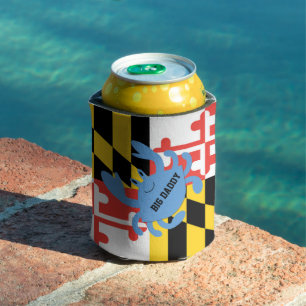 Enfriador De Latas Bandera de Maryland Cangrejo azul personalizado