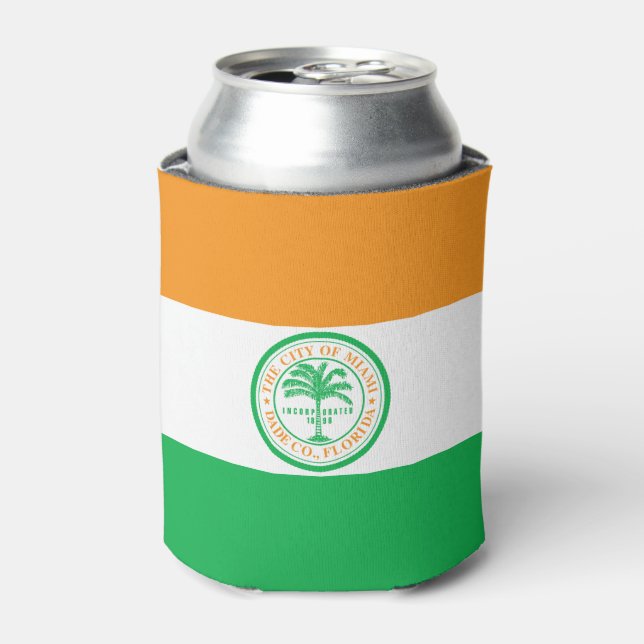Enfriador De Latas Bandera de Miami, Refrigerador de bebidas de Flori (Lata Anverso)