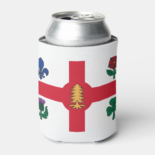 Enfriador De Latas Bandera de Montreal, Refrigerador de bebidas de Qu (Lata Anverso)
