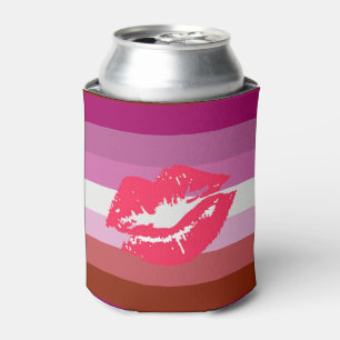 Enfriador De Latas Bandera de orgullo lesbiana de labial