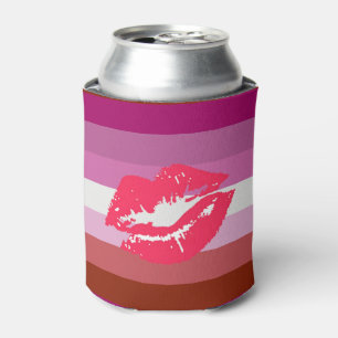 Enfriador De Latas Bandera de orgullo lesbiana de labial