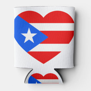 Enfriador De Latas Bandera de Puerto Rico Corazón de amor puertorriq