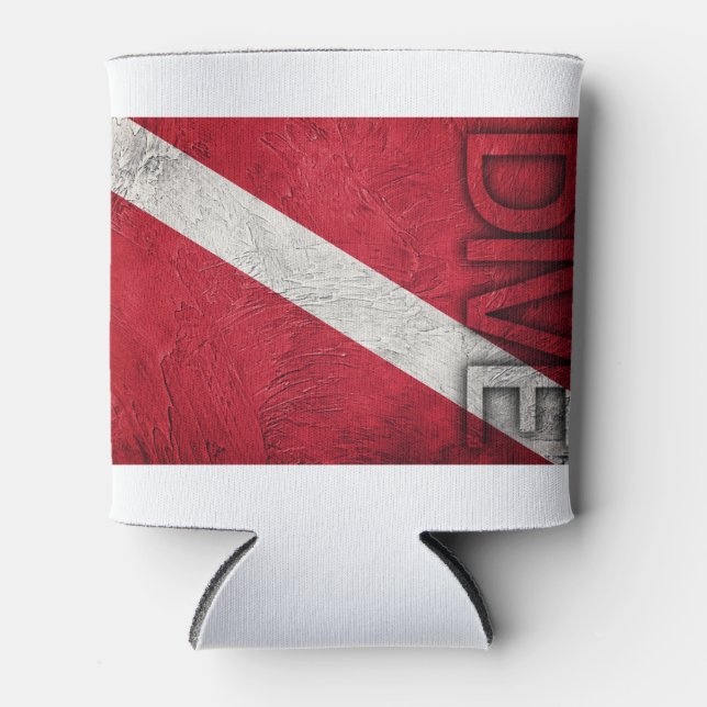 Enfriador De Latas Bandera de Scuba; Estilo de época; deporte; subacu (Anverso)