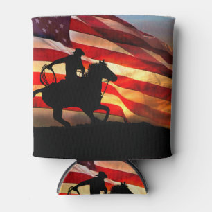 Enfriador De Latas Bandera de vaquero americano de cuerda