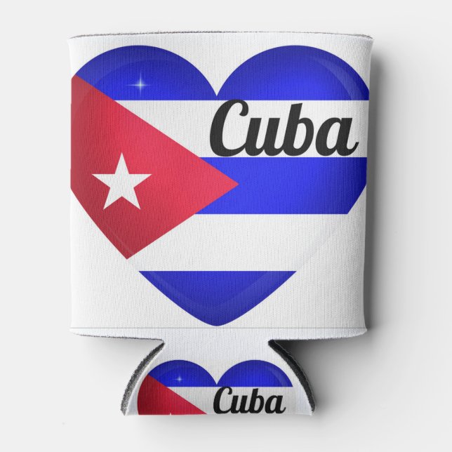 Enfriador De Latas Bandera del Corazón de Cuba (Anverso)
