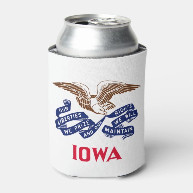 Enfriador De Latas Bandera del estado de Iowa (Lata Anverso)